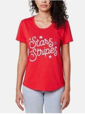 New Womens General Standard Stars & Stripes Patriotic Tee - Sz L